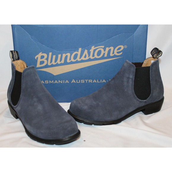 Blundstone 2174 Low Heel Short Chelsea Boots Womens‎ Size 6.5 Blue Suede… - Picture 3 of 7